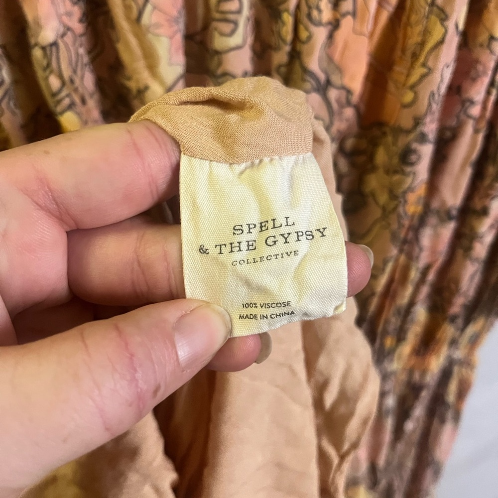 Spell & The Gypsy Amethyst Garden Party Blush‎ Tiered Floral Midi Dress- Size XS - Picture 10 of 10